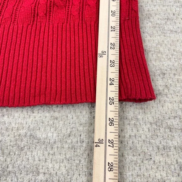 Vintage Y2K American Eagle Sweater Women Medium Red Cable Knit Babydoll Bella - Picture 8 of 11